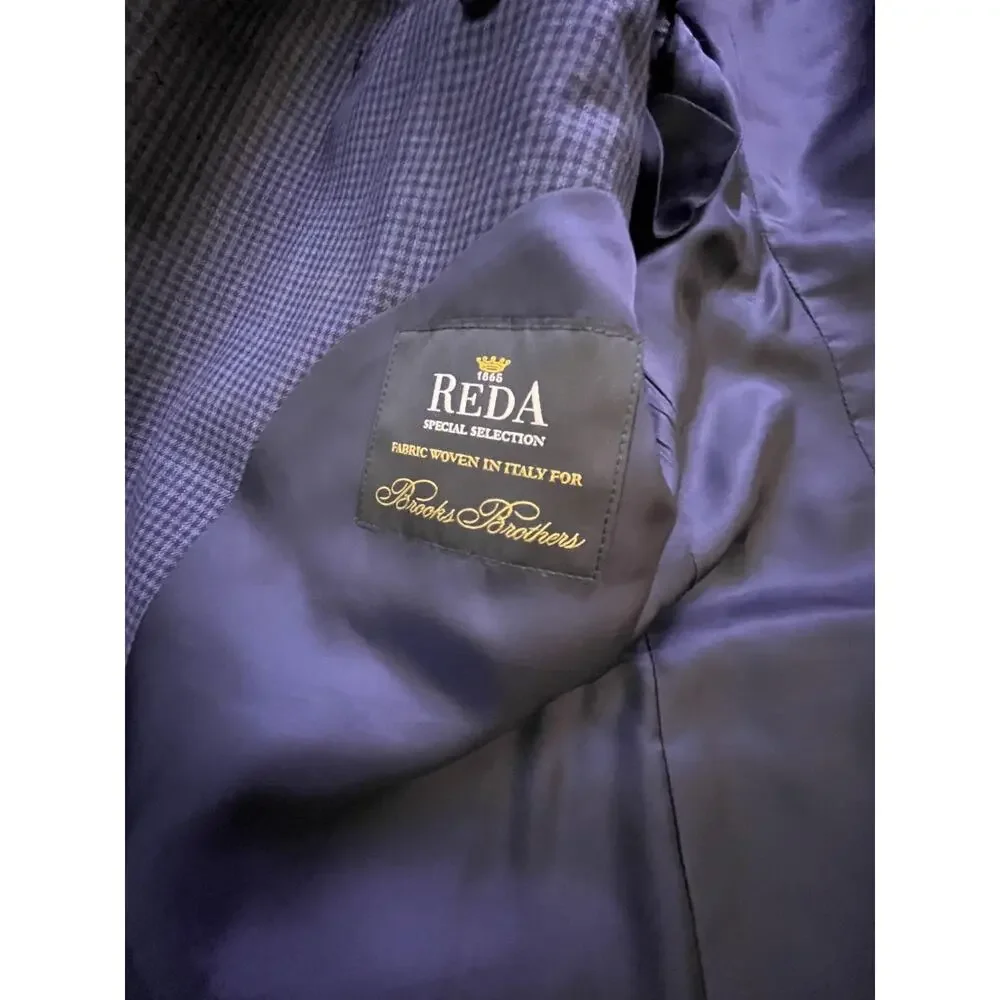 Brooks Brothers Blazer Mens 44R Blue Check Regent Fit Wool Sport Coat Reda Italy